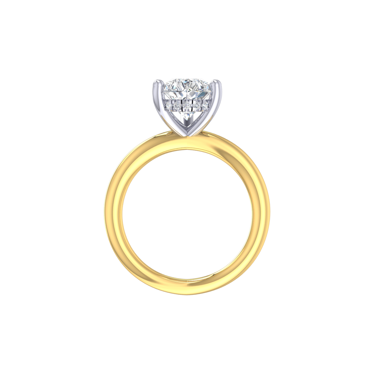 The Mizzi two tone gold engagement ring, angled view