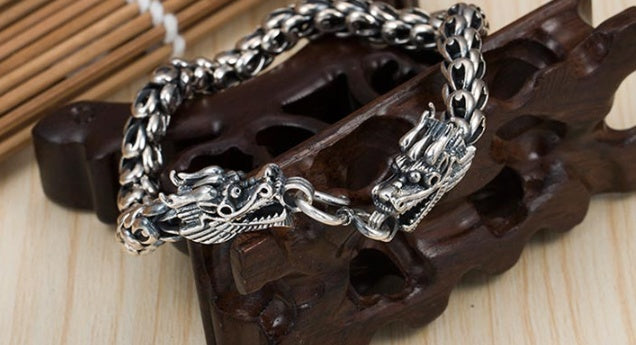 S925 silver bold domineering men's faucet bracelet Giulia'secret