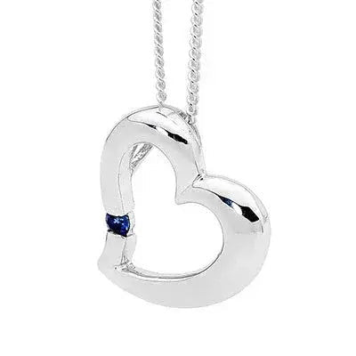 Created sapphire heart pendant in 925 sterling silver with chain by Giulia's Secret