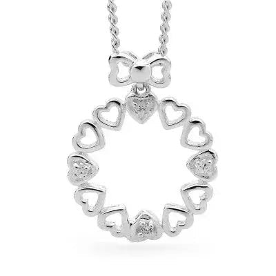 Sterling silver love wreath pendant set with cubic zirconia by Giulia's Secret