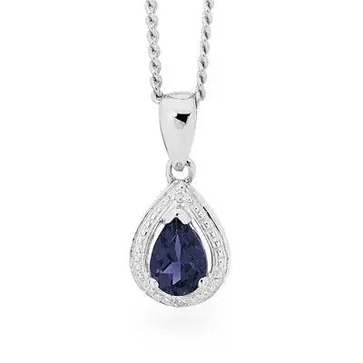 Silver pendant with Teardrop Sapphire. My Store