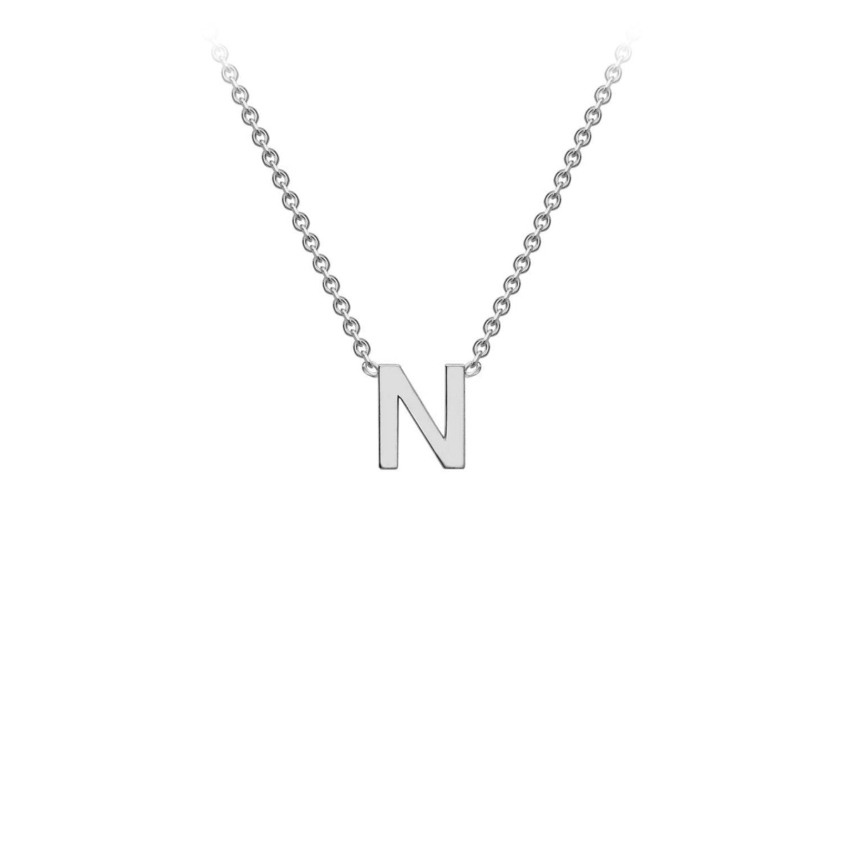 9K White Gold 'N' Initial Adjustable Letter Necklace 38/43cm