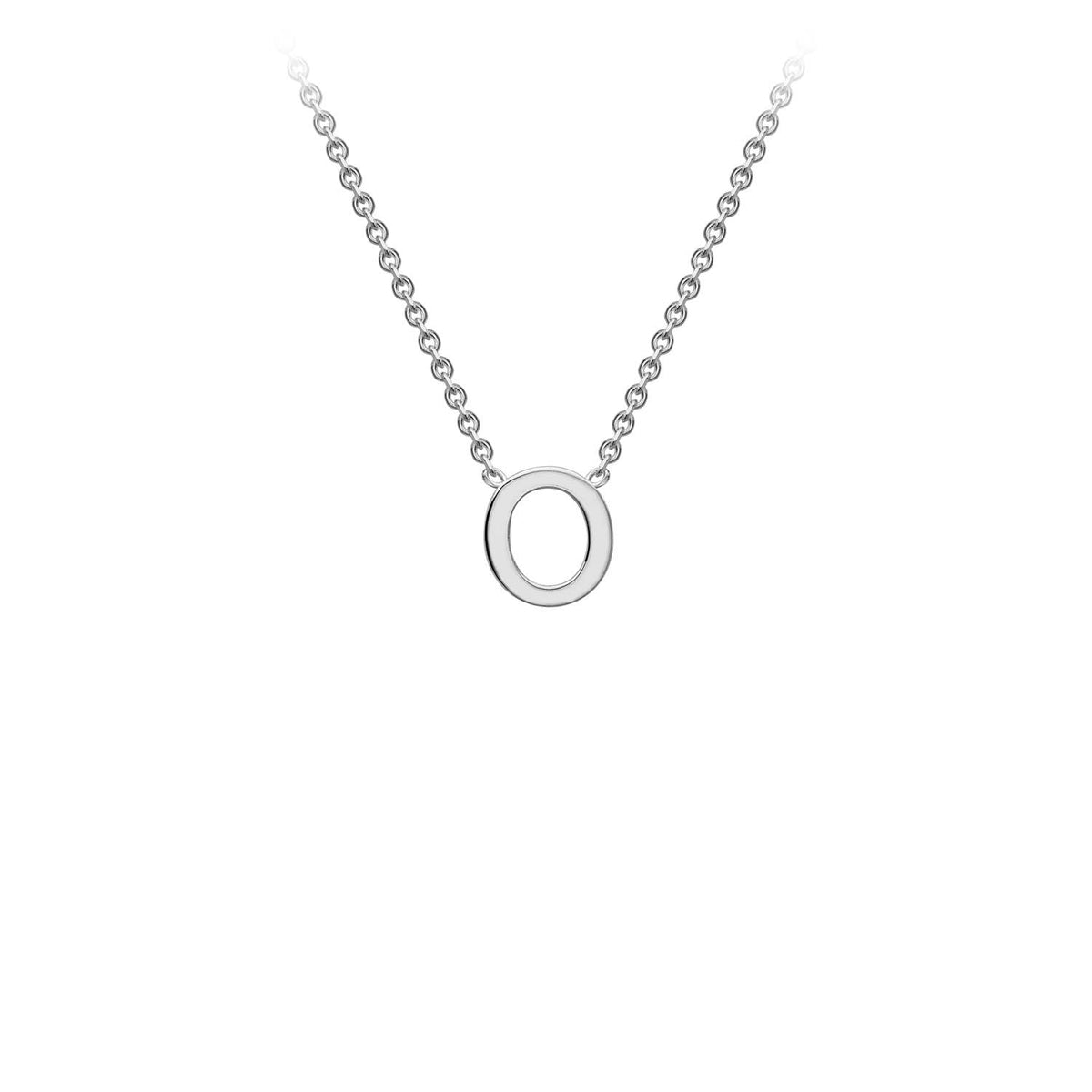 9K White Gold 'O' Initial Adjustable Letter Necklace 38/43cm