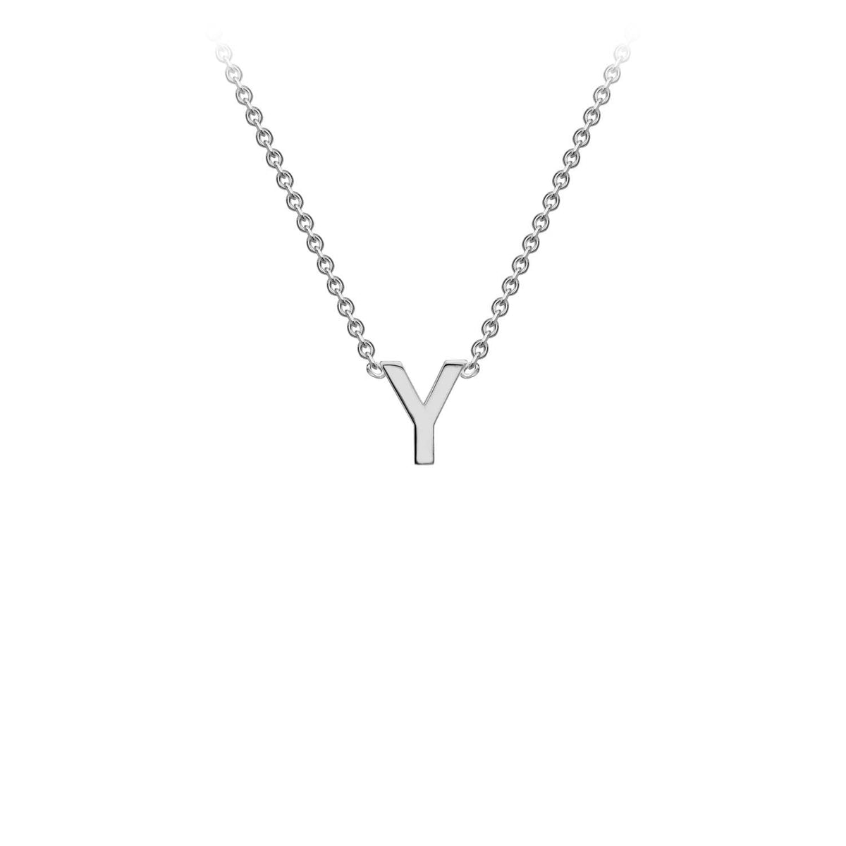 9K white gold letter Y initial pendant necklace on adjustable chain