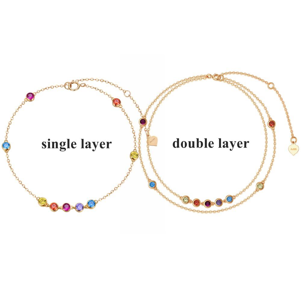 Pulsera de los chakras con circonita cúbica 5A y oro amarillo de 14 quilates.