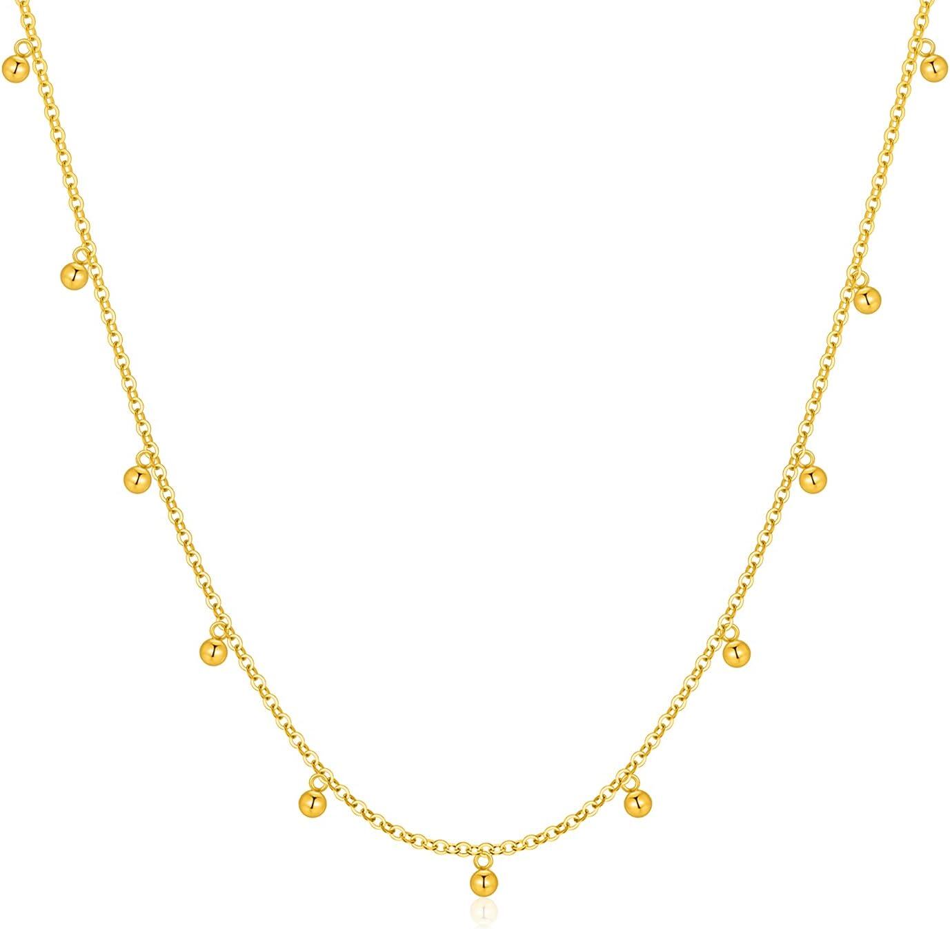 14K & 18K Gold Beaded Choker Necklace