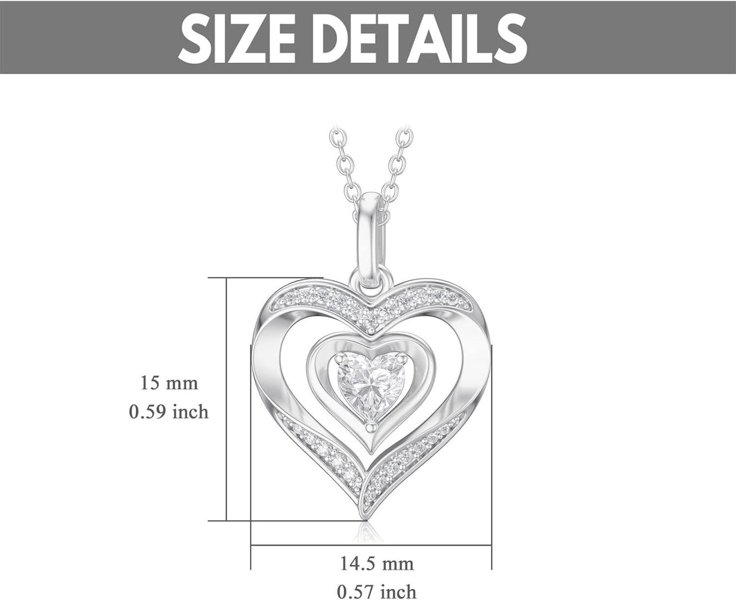 14K White Gold Diamond Double Heart Pendant