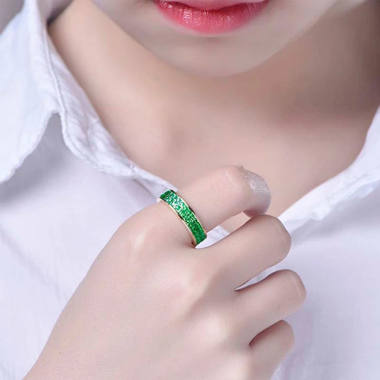 18K Yellow Gold Band Ring With Genuine Zambian Emerald