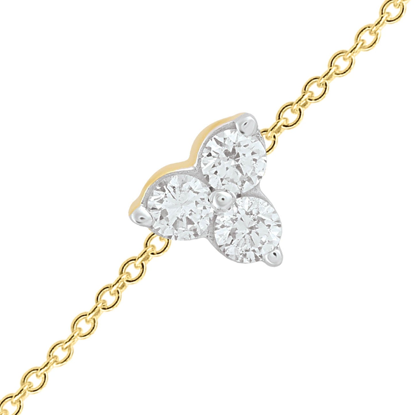 Elegant 9K Yellow Gold Diamond Bracelet With Three 0.15ct Stones And 17cm
