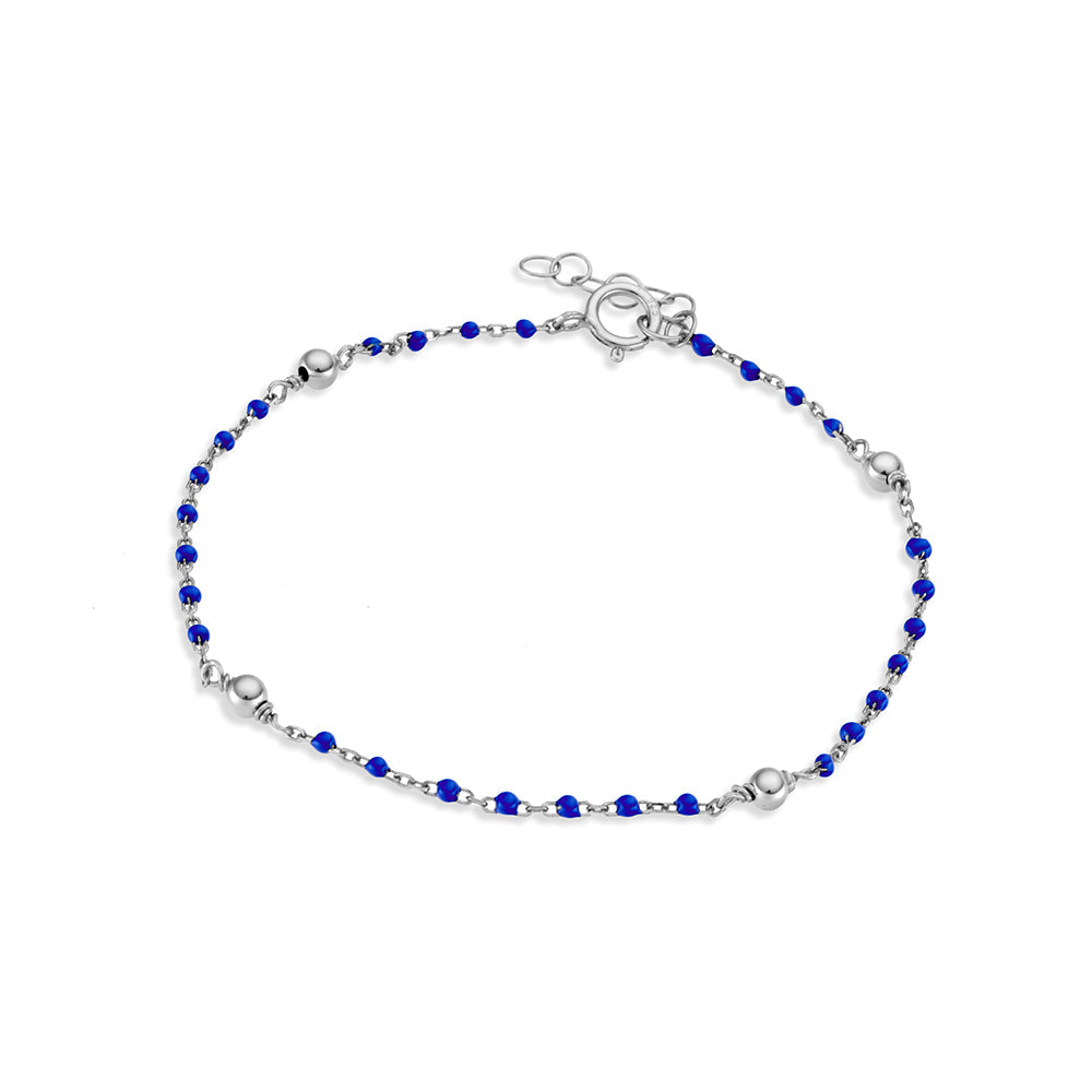 Sterling silver beaded bracelet with dark blue details Giulia'secret