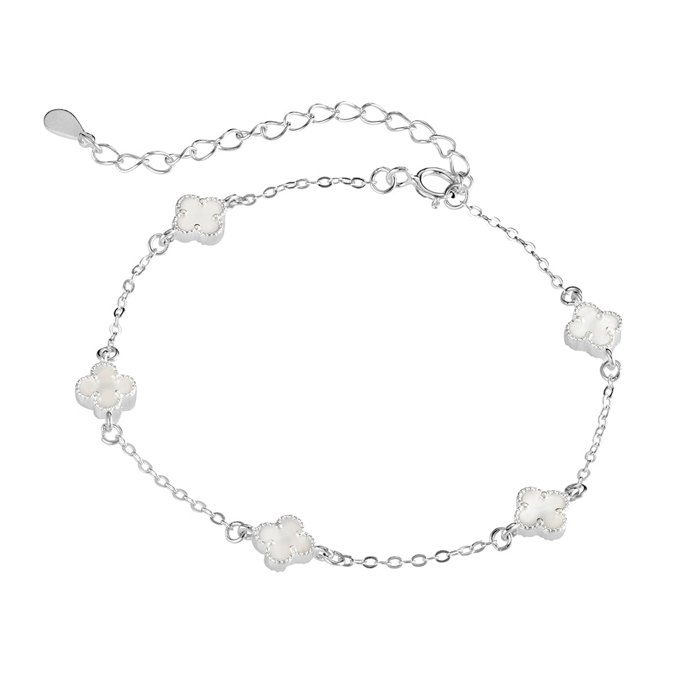 Sterling silver fine MOP multi-flower bracelet Giulia'secret