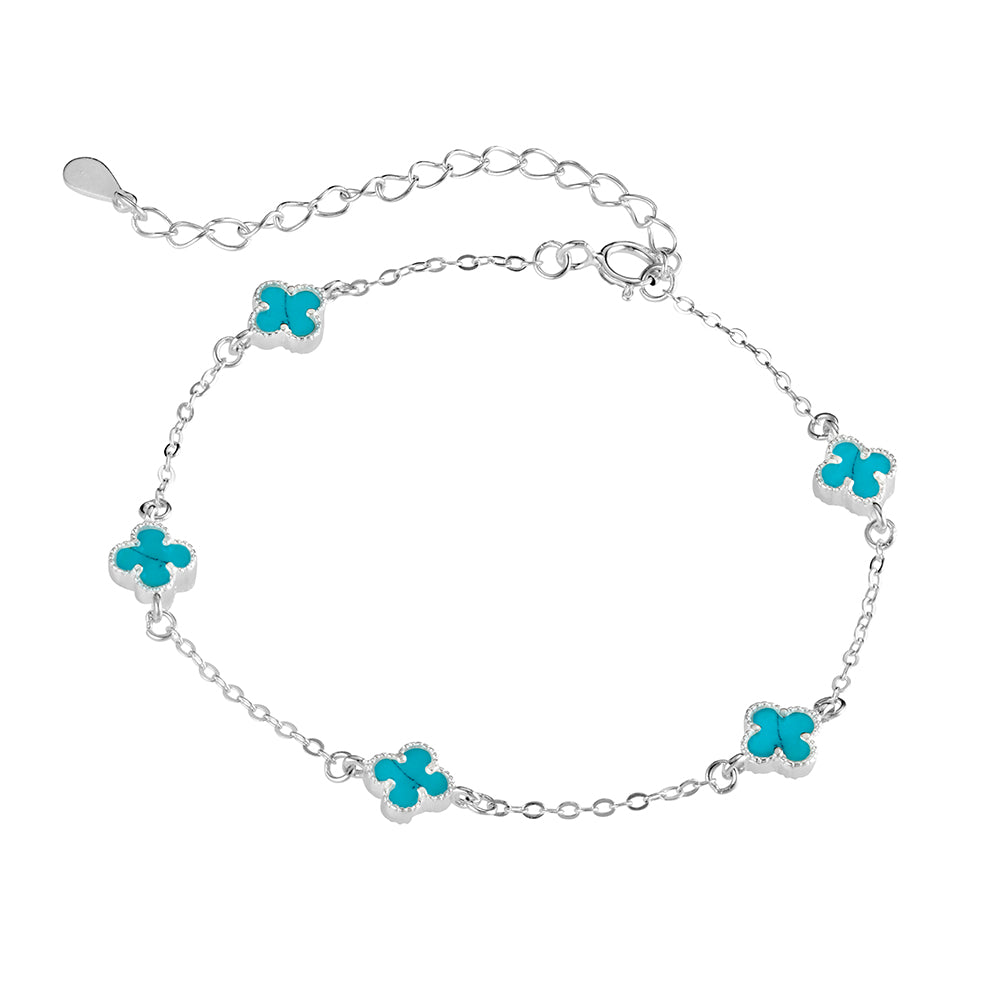 Sterling silver fine TQ multi-flower bracelet