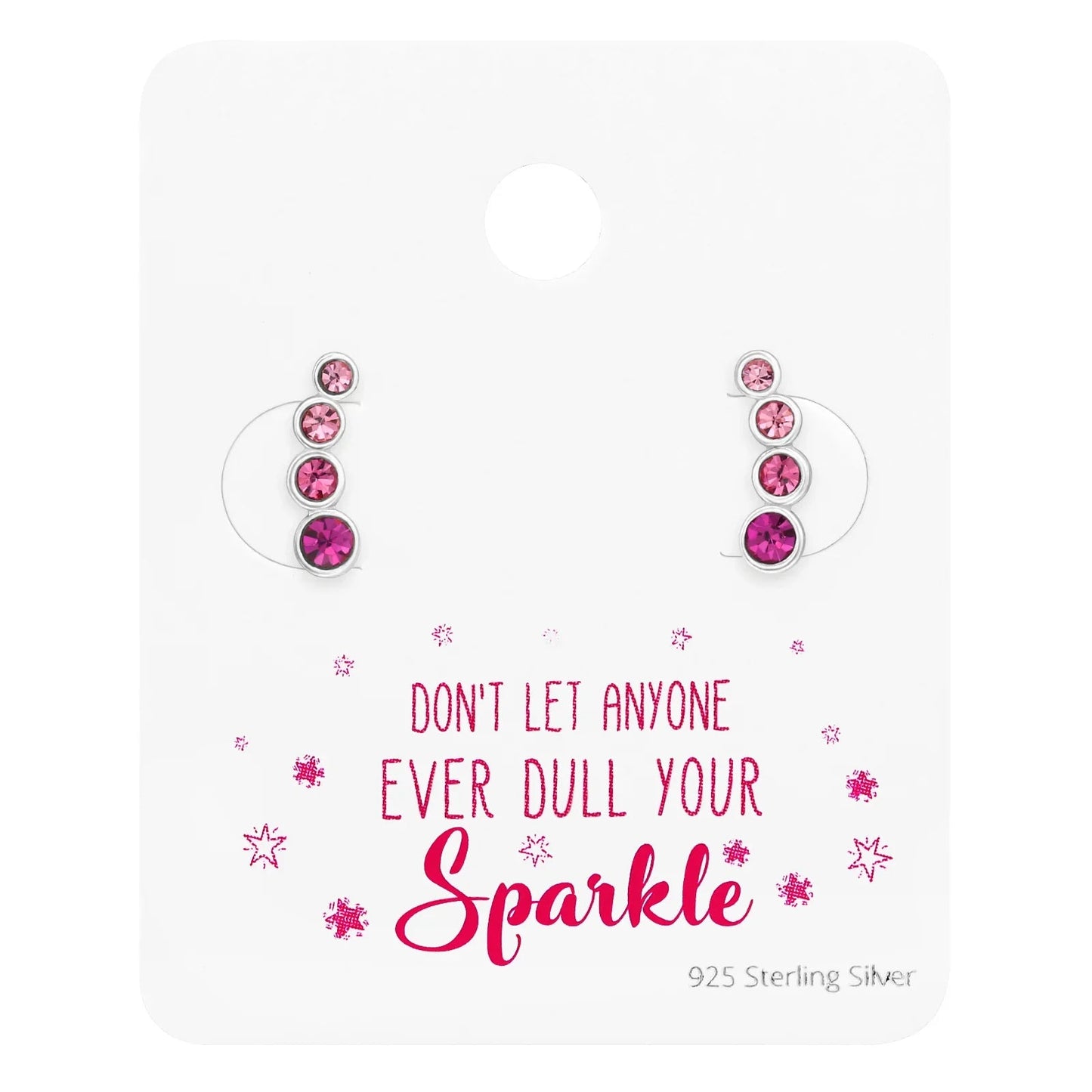 Silver Geometric Ear Studs with Crystal on Card Giulia'secret