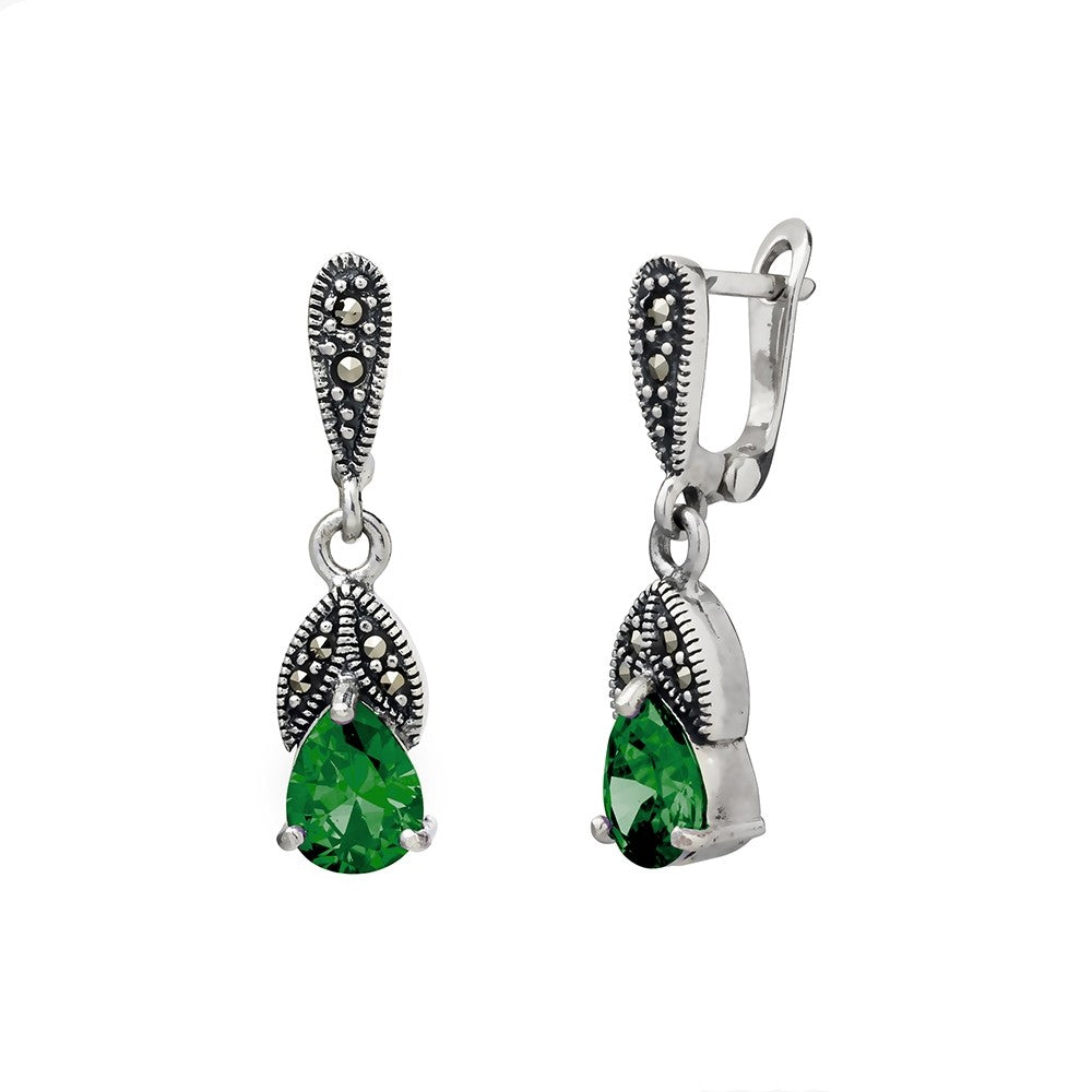 Sterling silver marcasite drop earring