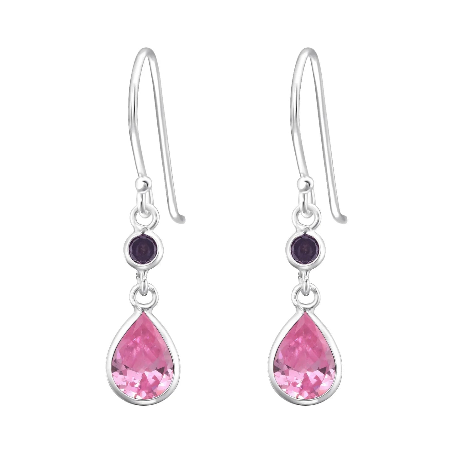 Silver Hanging Circle and Teardrop Earrings with Cubic Zirconia Giulia'secret