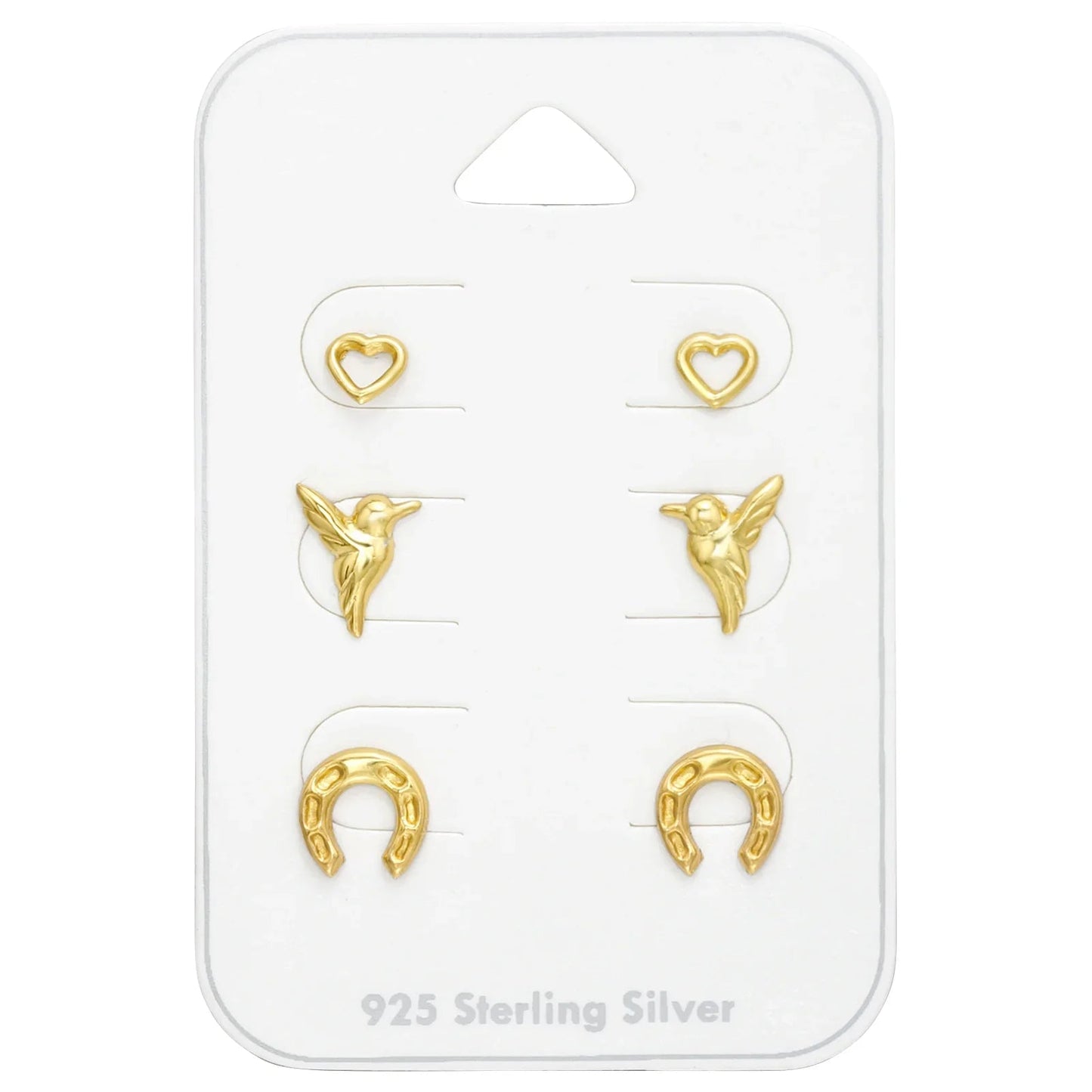 Silver Animal Lover Gold Earrings Set on Card Giulia'secret