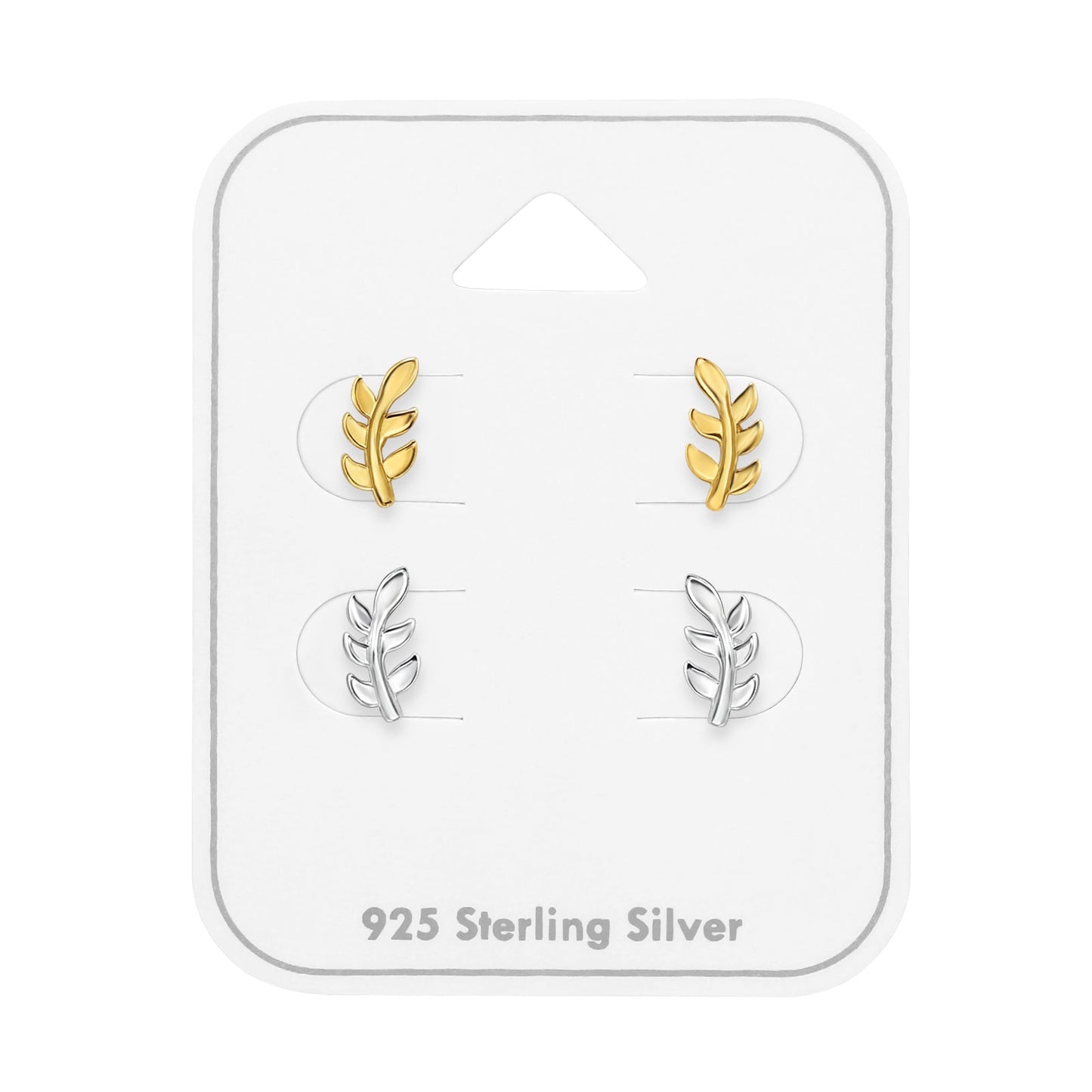 Laser Cut Leaf Sterling Silver Ear Studs Set and Jewelry on Card Giulia'secret