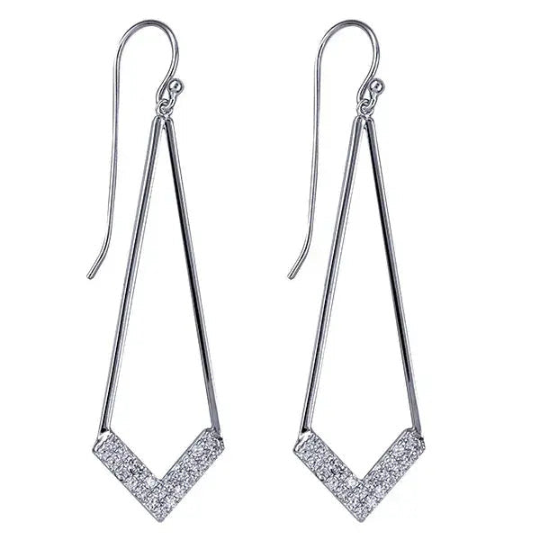 White Cz Parallelogram Long Drop Earwires Giulia'secret