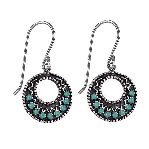 Oxidised / Turquoise Created Pearls Earwires Giulia'secret