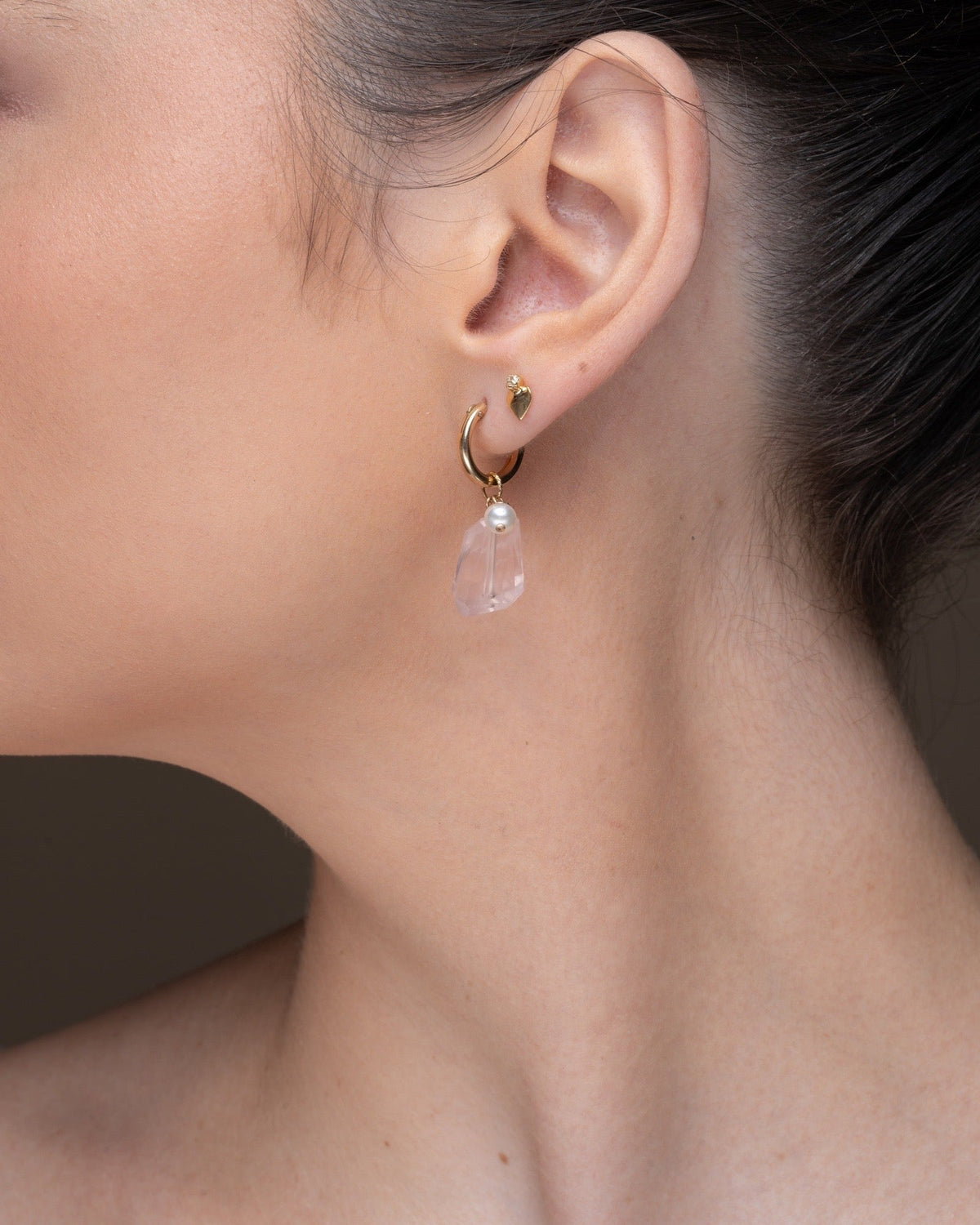 Rose Pearl Huggie Hoops