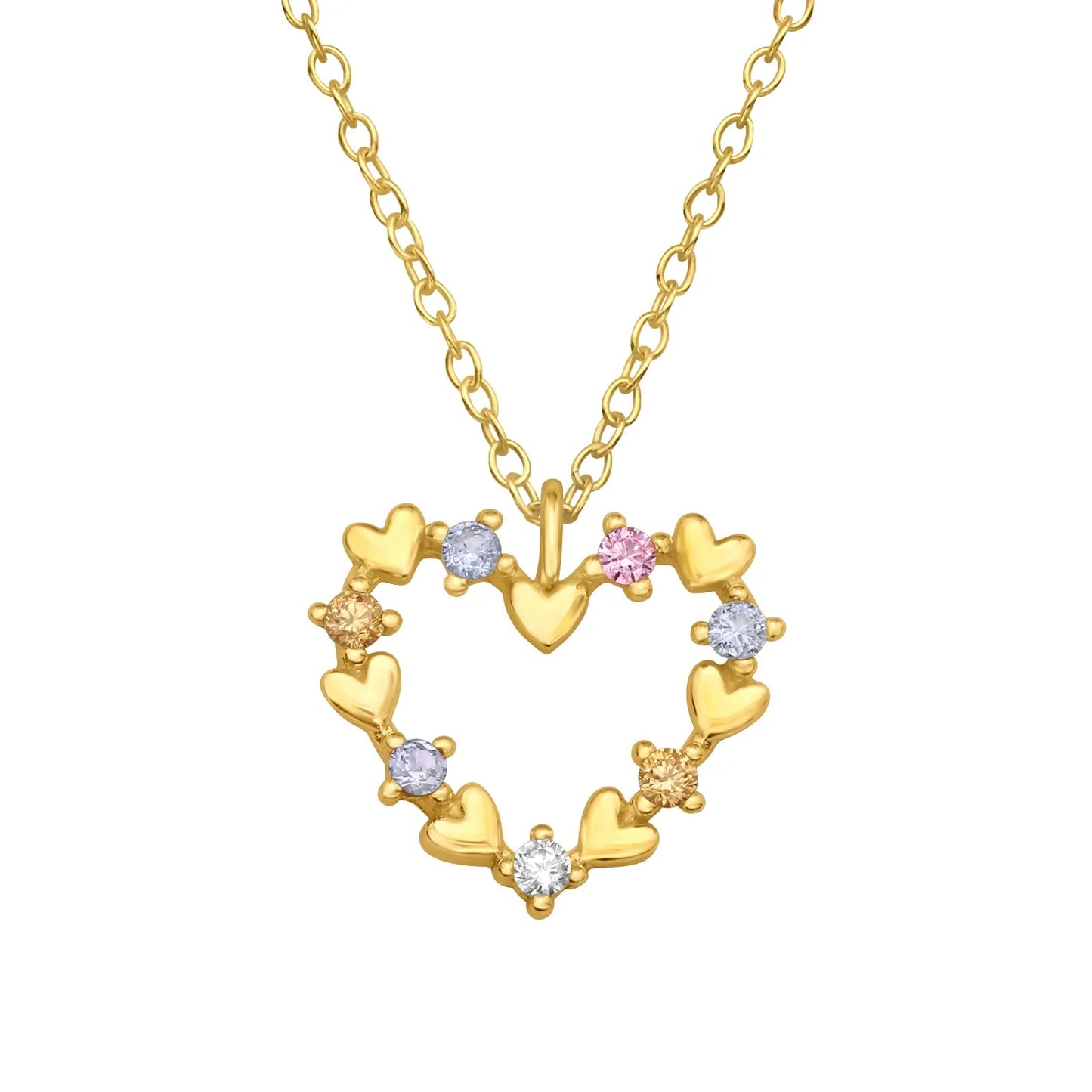 Silver Colorful Heart Necklace with Cubic Zirconia Giulia'secret