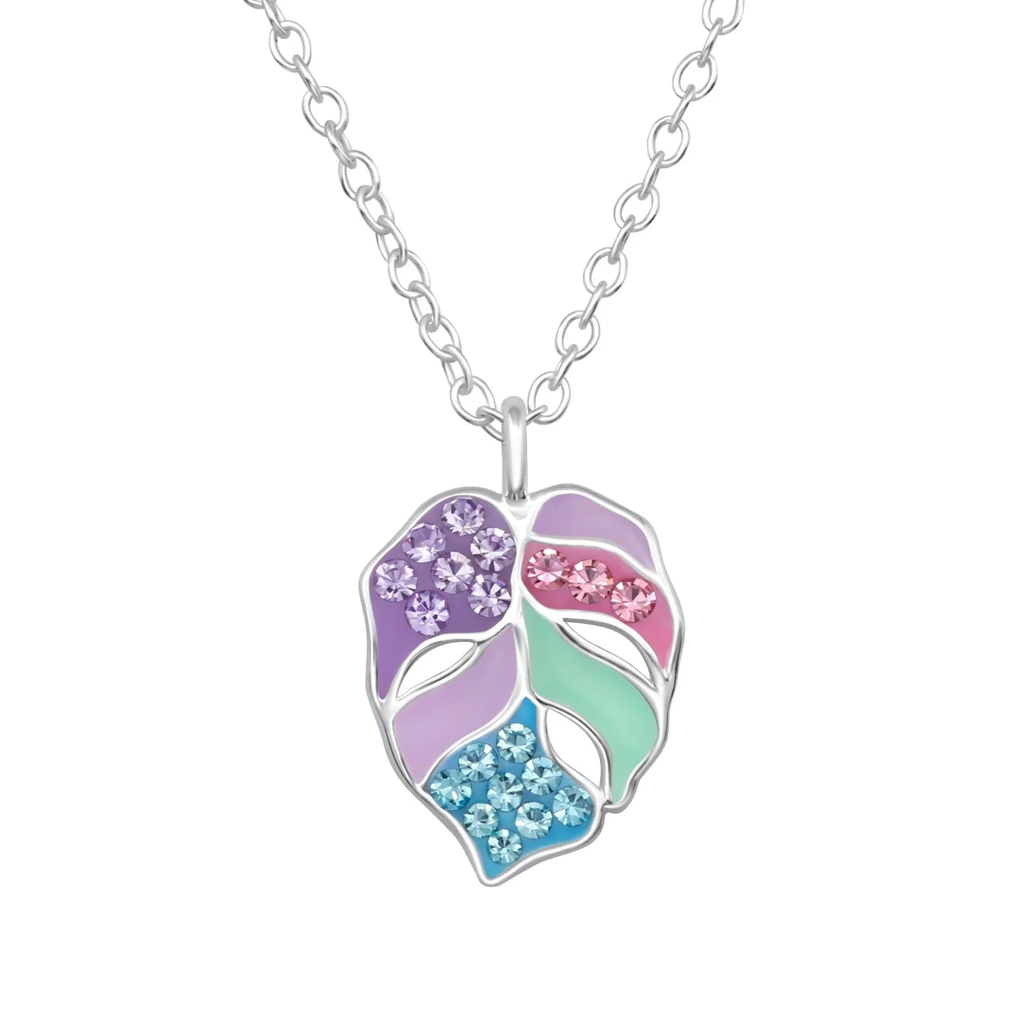 Leaf Sterling Silver Necklace with Crystal and Epoxy Giulia'secret