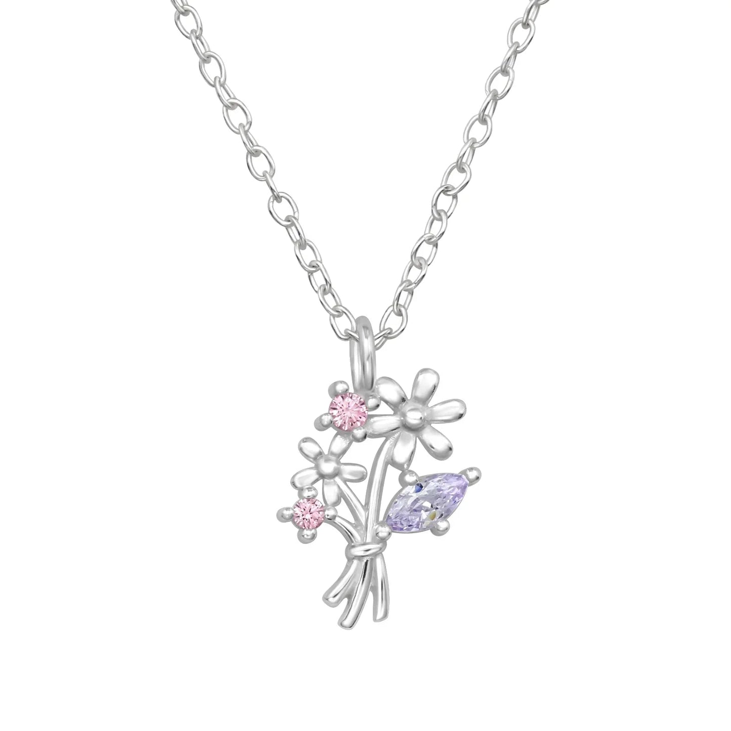 Flowers Sterling Silver Necklace with Cubic Zirconia Giulia'secret