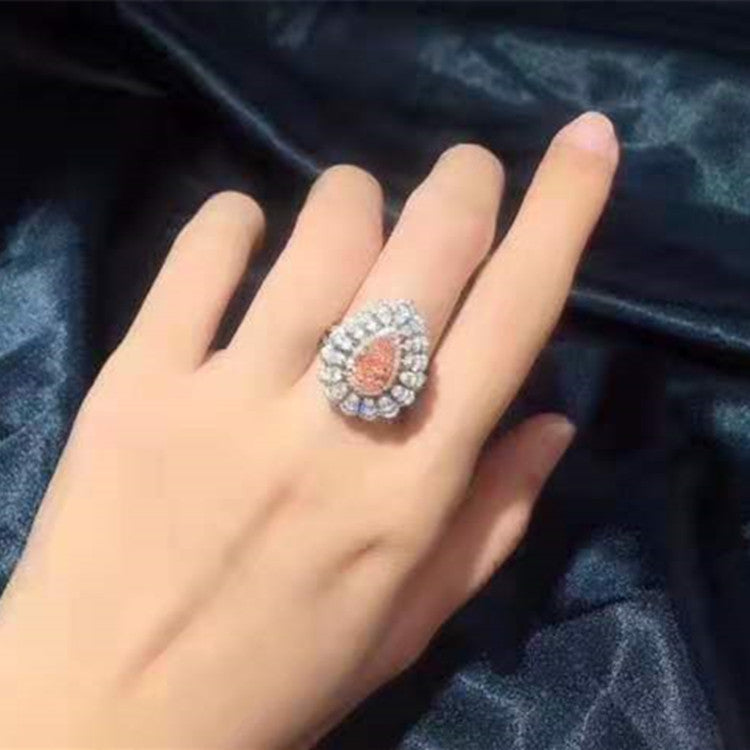 18k gold Diamond 2.0ct Natural VS Pink Diamond Necklace Pendant Ring Dual Use