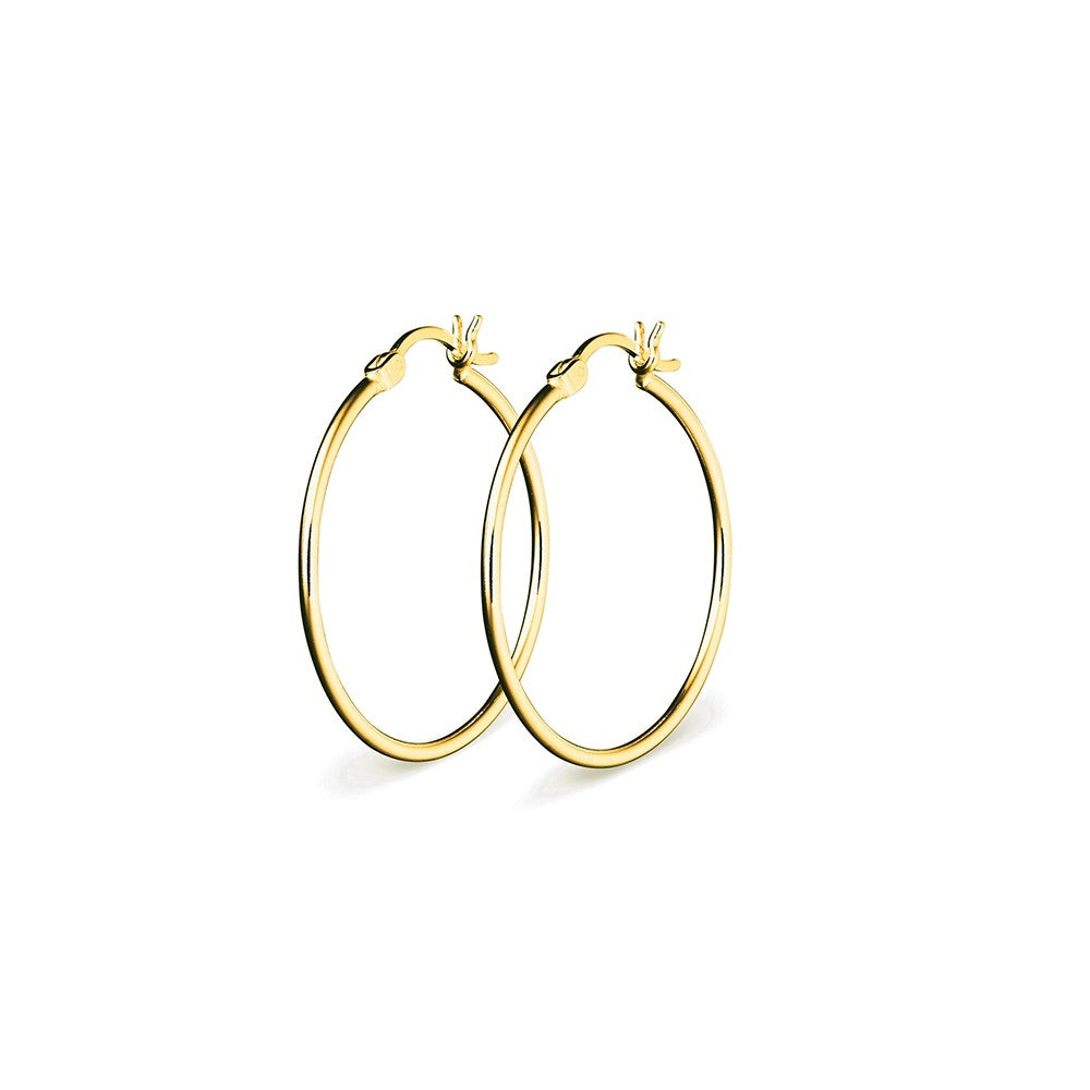 Sterling silver gold plated round tube hoop earrings 10MM Giulia'secret