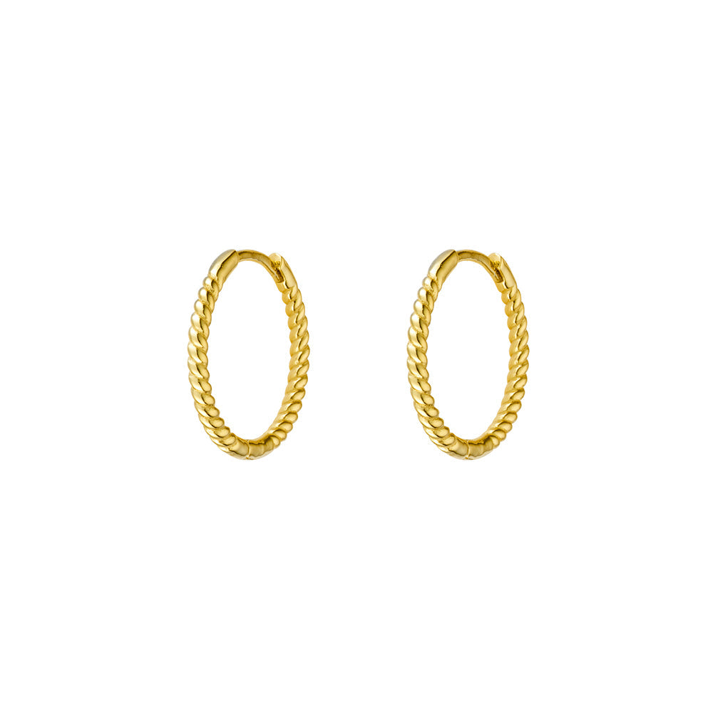 Sterling silver gold plated textured hoop earrings 13MM Giulia'secret