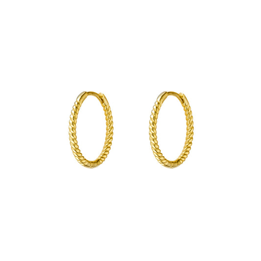 Sterling silver gold plated textured hoop earrings 13MM Giulia'secret