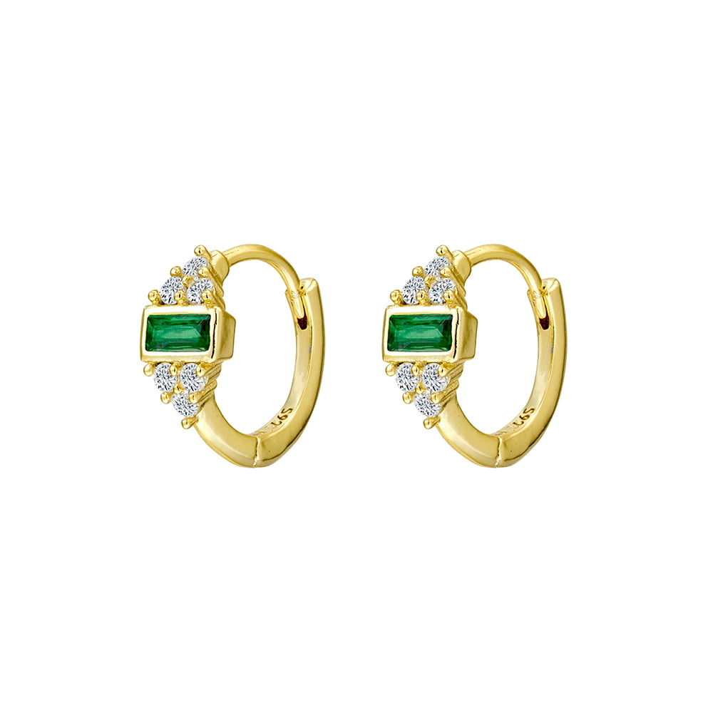 Sterling silver gold plated huggie hoop earrings with white CZ and set CZ stone Giulia'secret