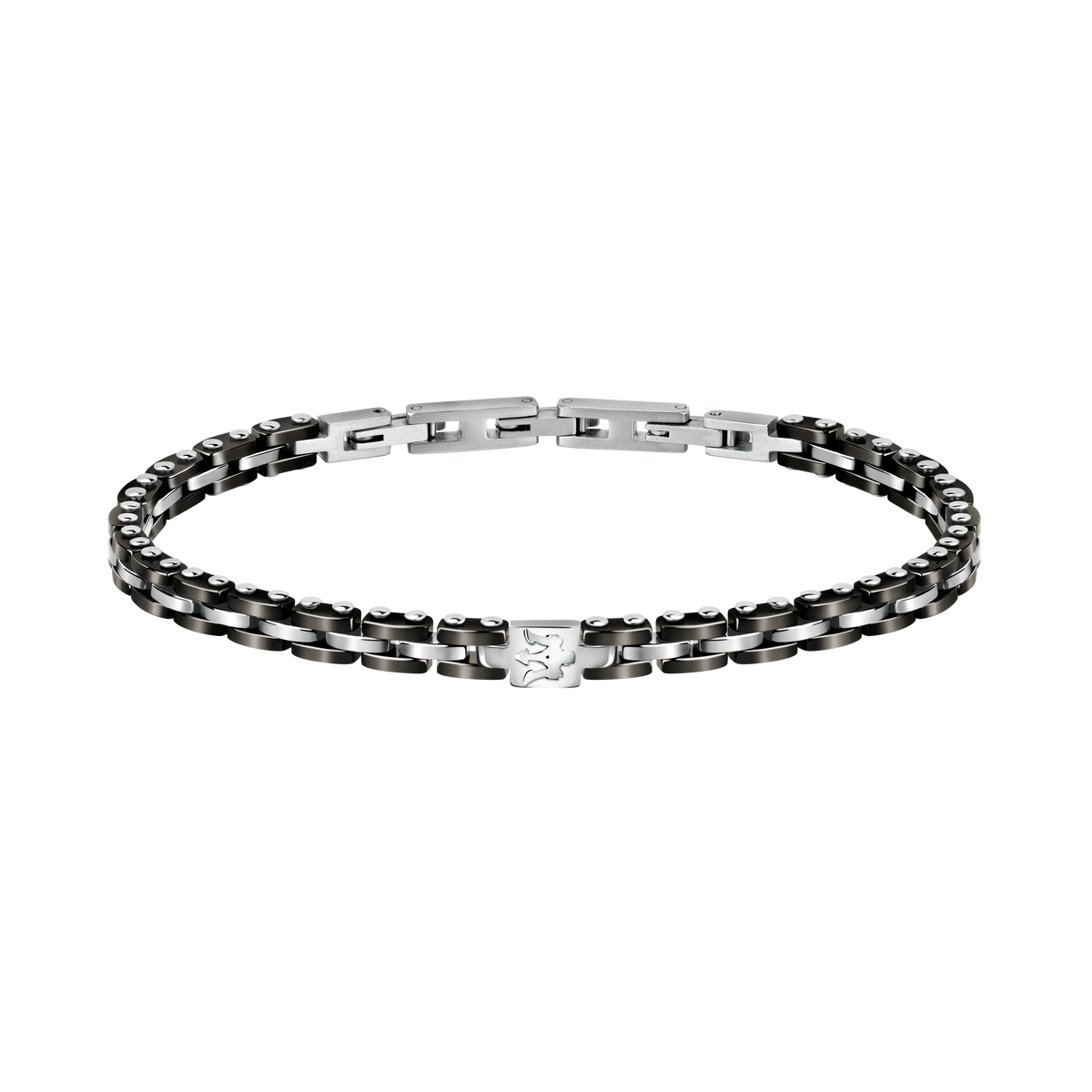 Maserati black ceramic and silver bracelet
