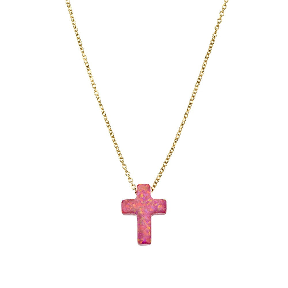 Sterling silver opalite cross necklace with gold plating Giulia'secret