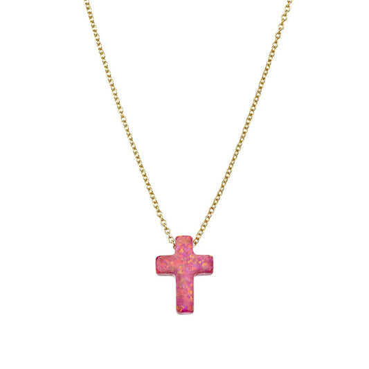 Sterling silver opalite cross necklace with gold plating Giulia'secret