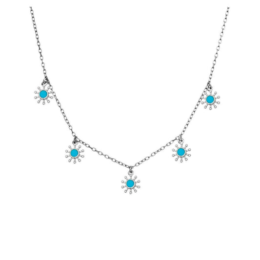 Sterling silver short blue flower enamel necklace Giulia'secret