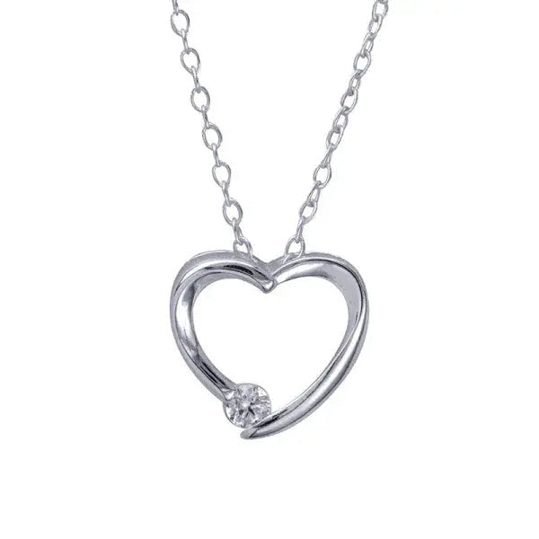 Sterling Silver White Cz Open Heart Pendant Giulia'secret