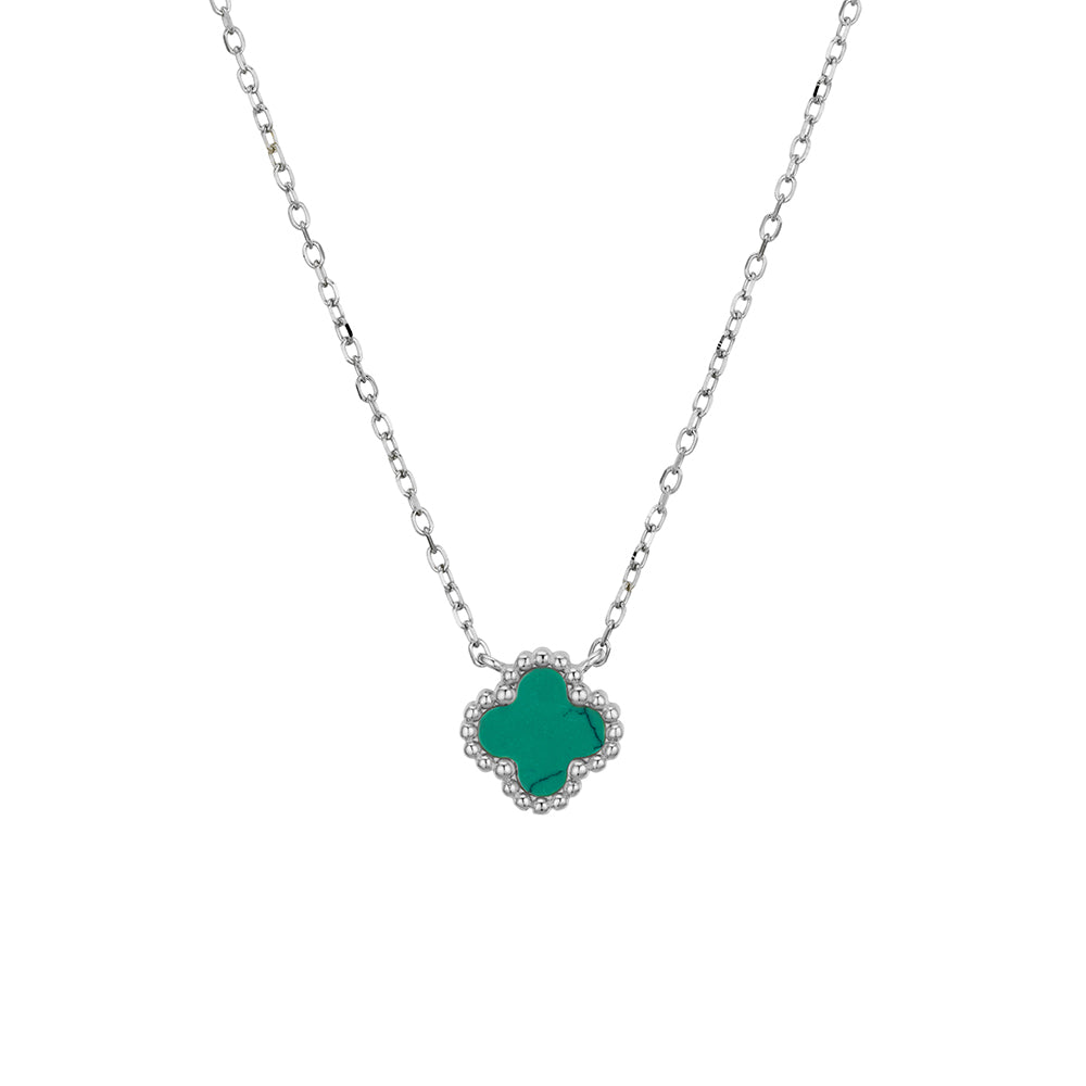 Sterling silver necklace with single green flower pendant Giulia'secret