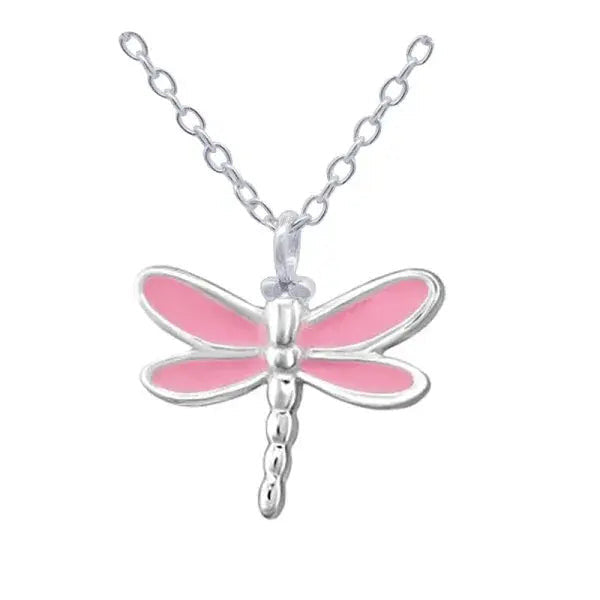 Sterling Silver Pink Enamel Dragonfly Pendant Giulia'secret