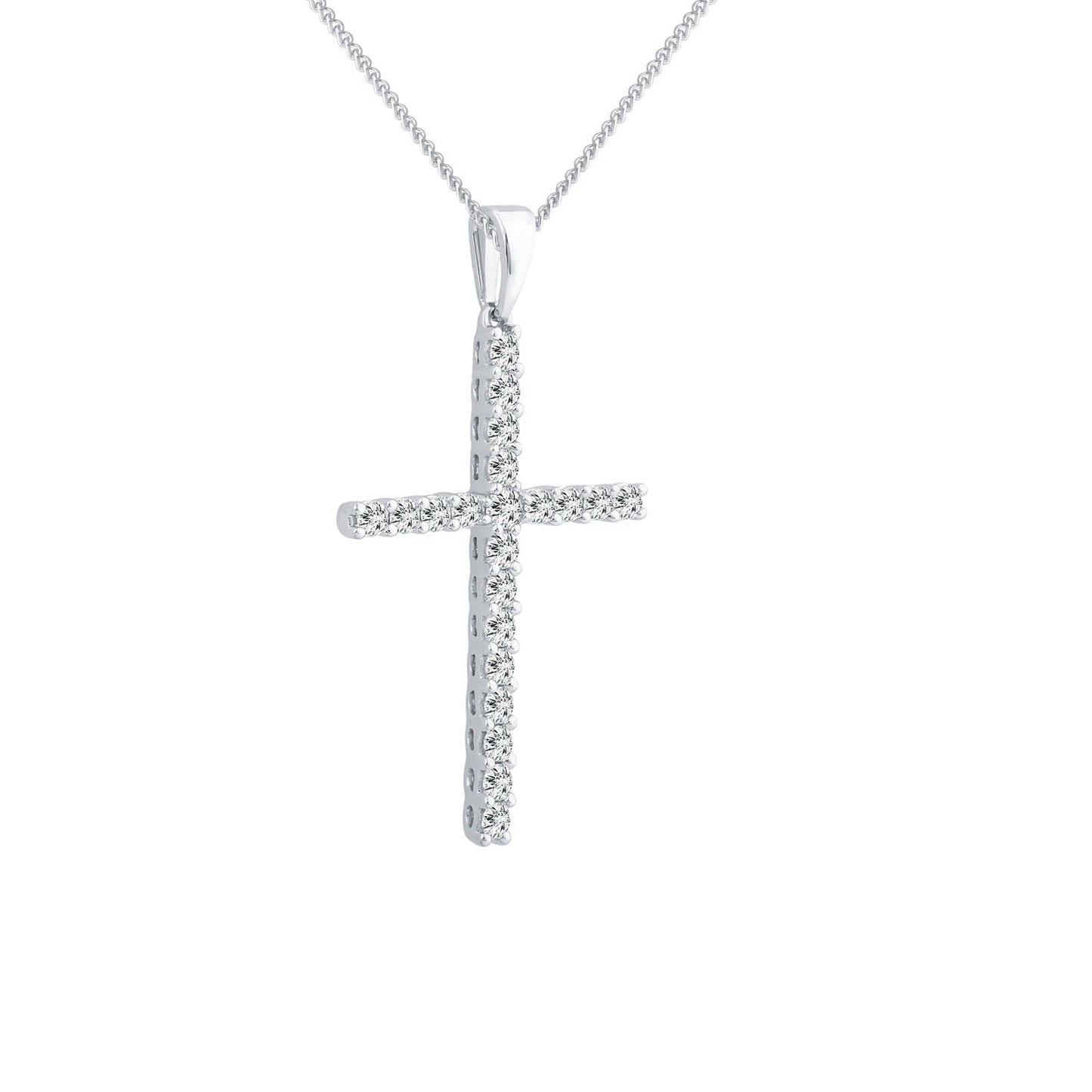 Diamond Cross Pendant with 0.50ct Diamonds in 9K White Gold