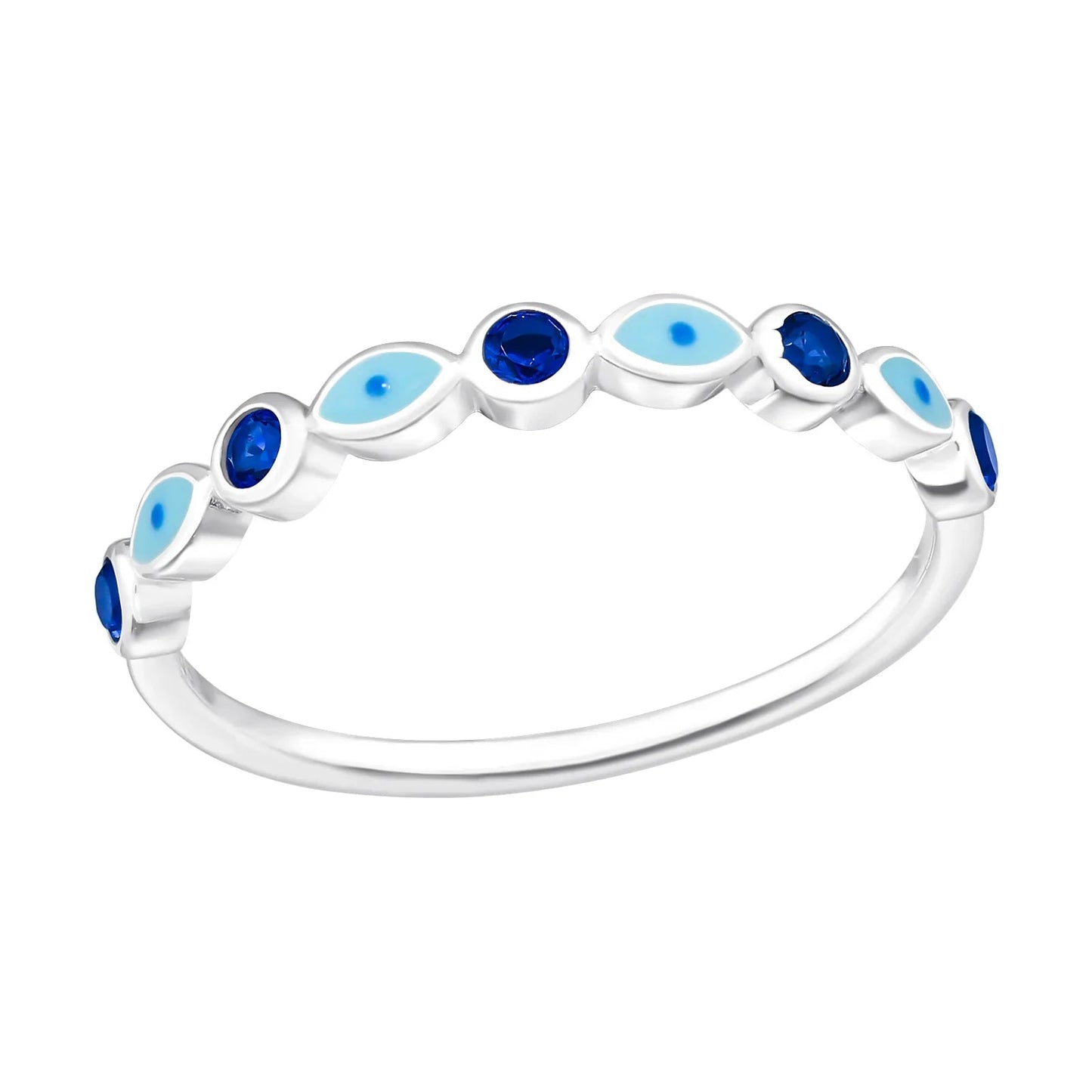 Evil Eye Sterling Silver Ring with Cubic Zirconia and Epoxy Giulia'secret