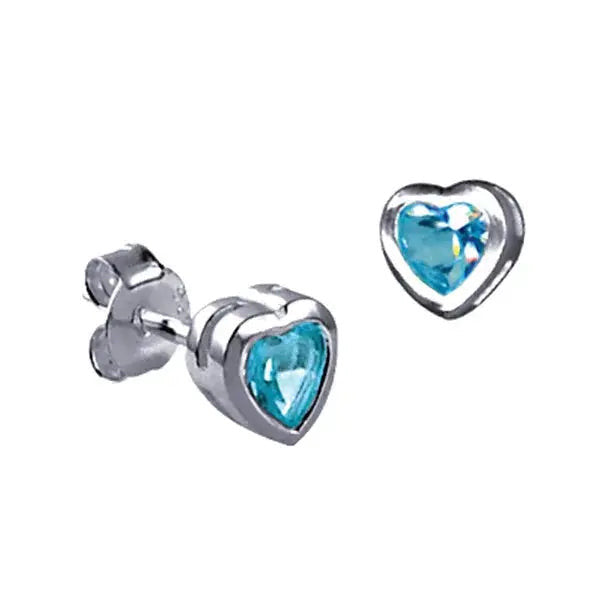 Blue Topaz Cz Heart Studs Giulia'secret