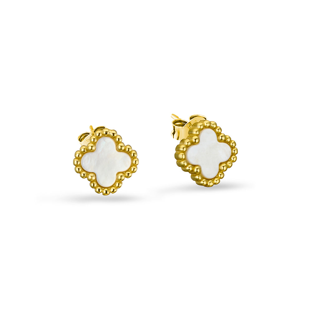 Sterling silver gold plated enamel flower stud earrings Giulia'secret