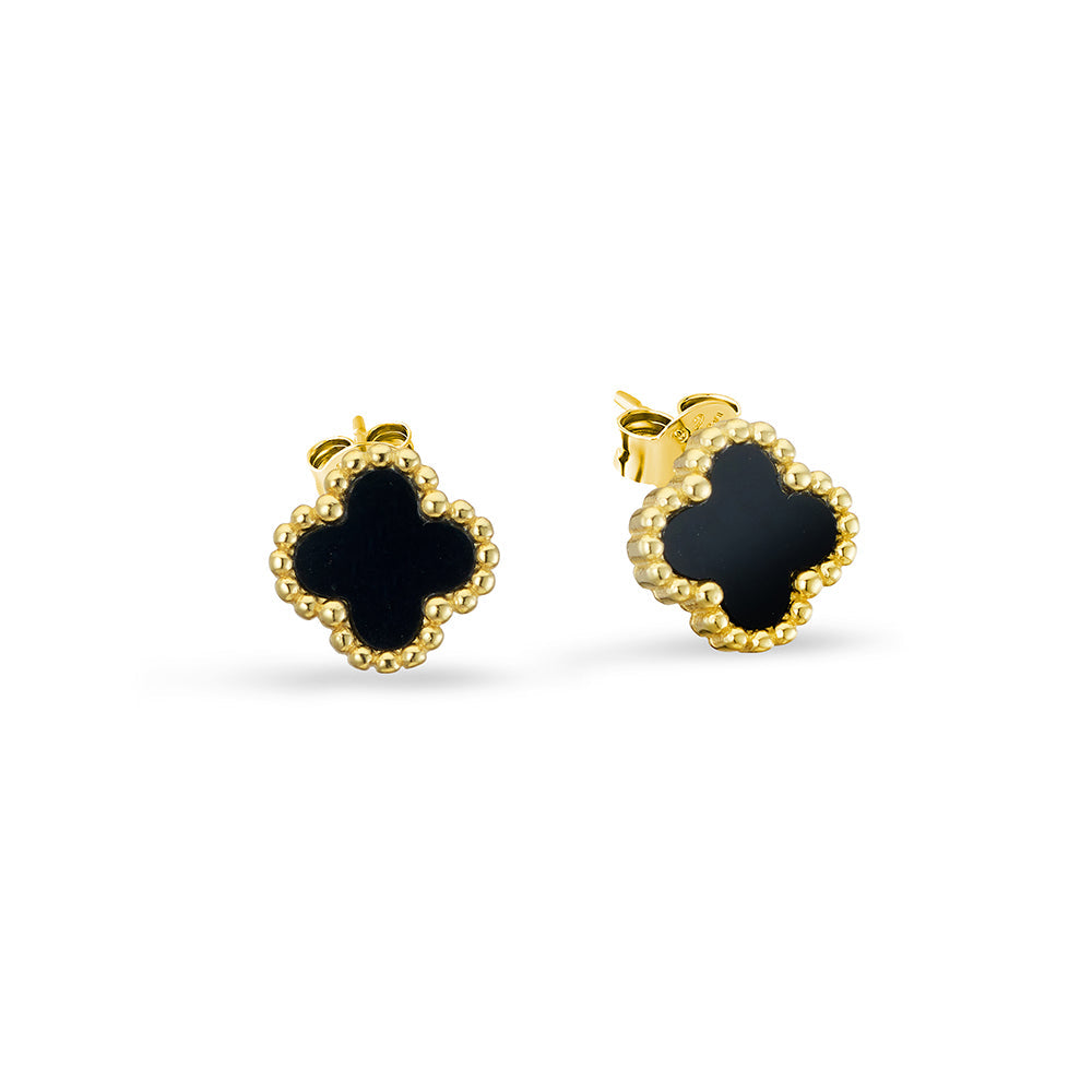 Sterling silver gold plated enamel flower stud earrings Giulia'secret