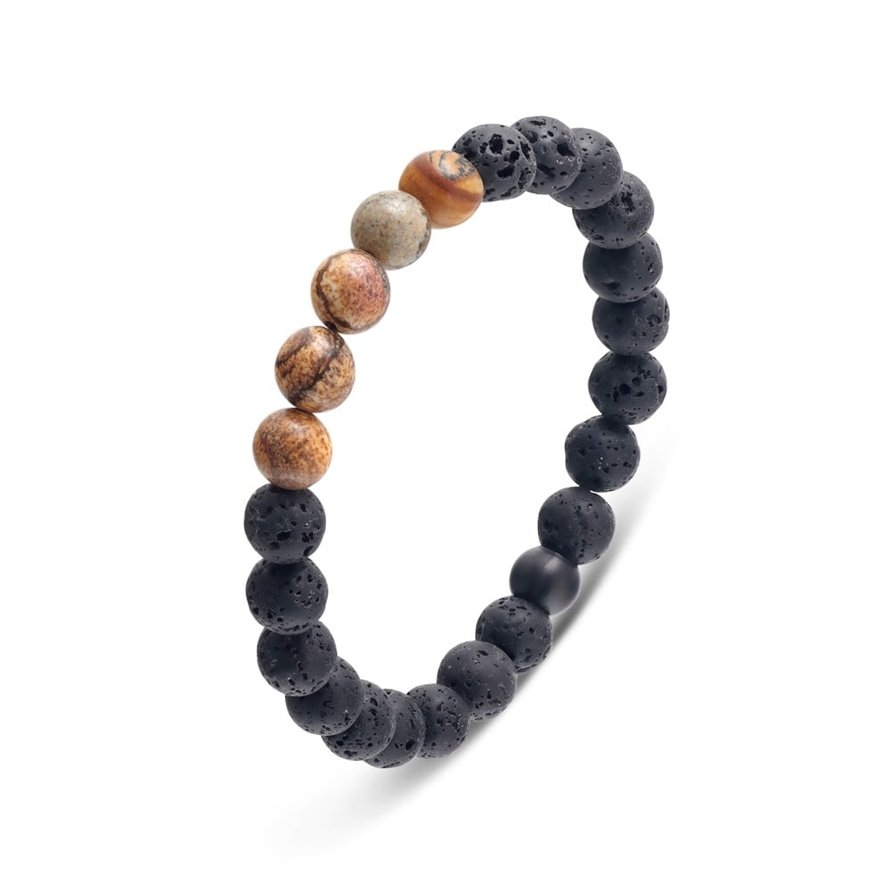 Blaze Stainless steel men’s black stone bracelet featuring band of natural stone Giulia'secret