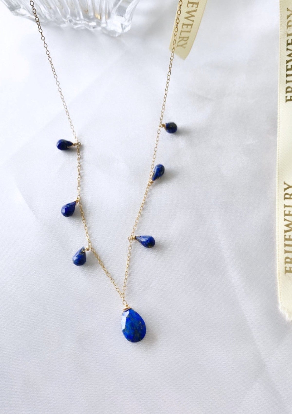 Handmade Lapis Lazuli Princess Necklace 18 Inch 14K Gold Filled Jewelry