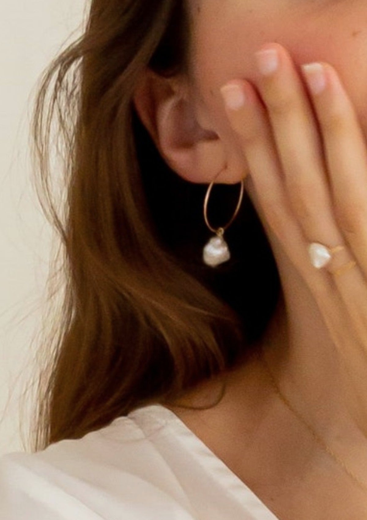 Keshi Pearl Hoop Earrings