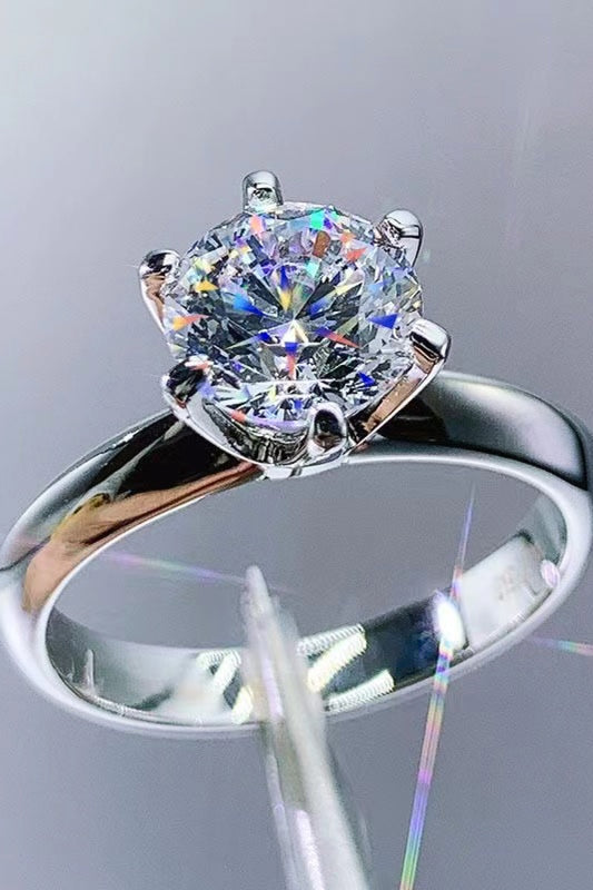 3 carat moissanite 6-prong ring, 925 sterling silver — view 2