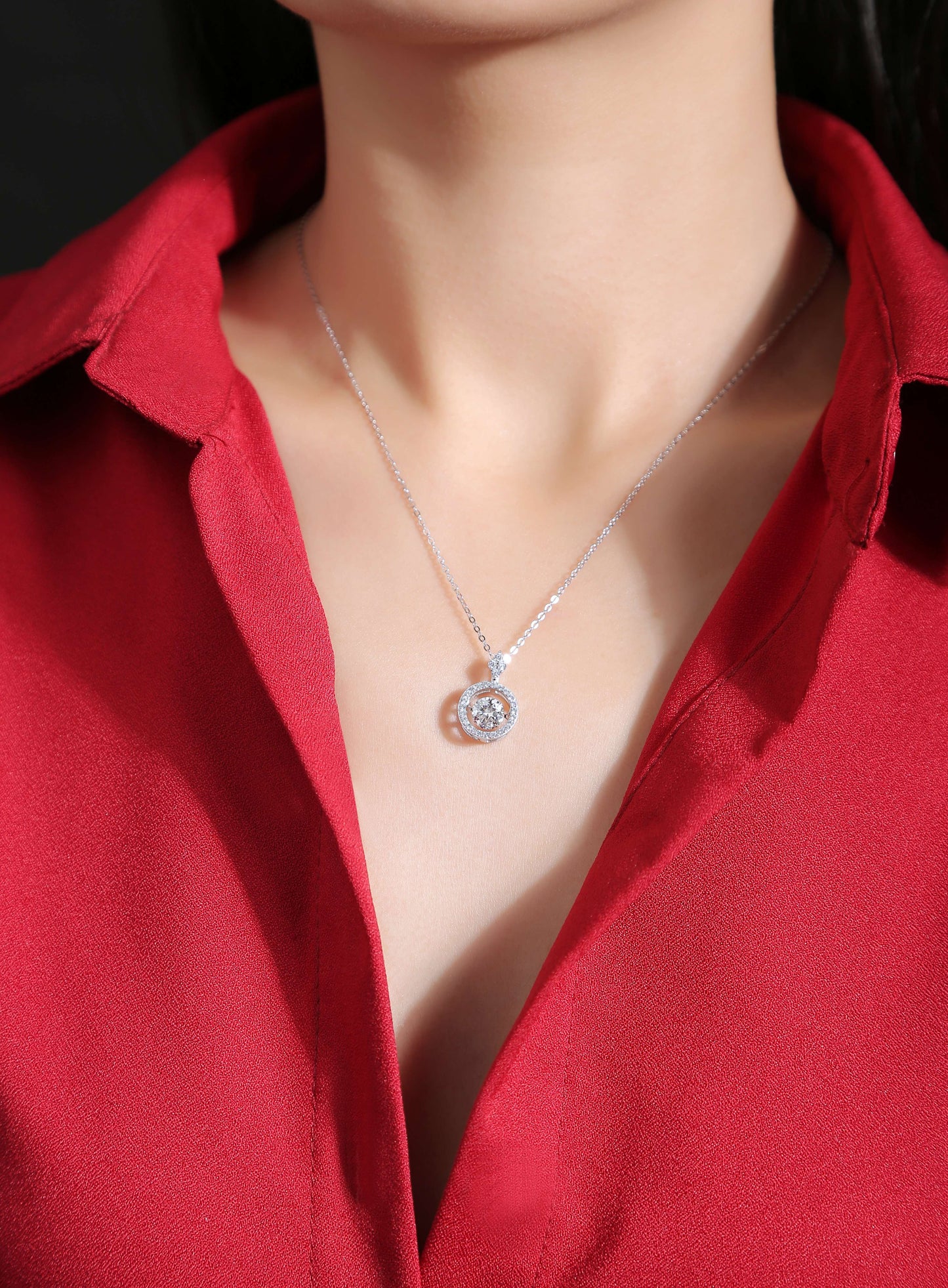 Touch - A Fashionable And Trendy Jewelry Necklace Pendant Set With 1-carat Moissanite S925 Sterling Silver And Platinum Plating Giulia'secret