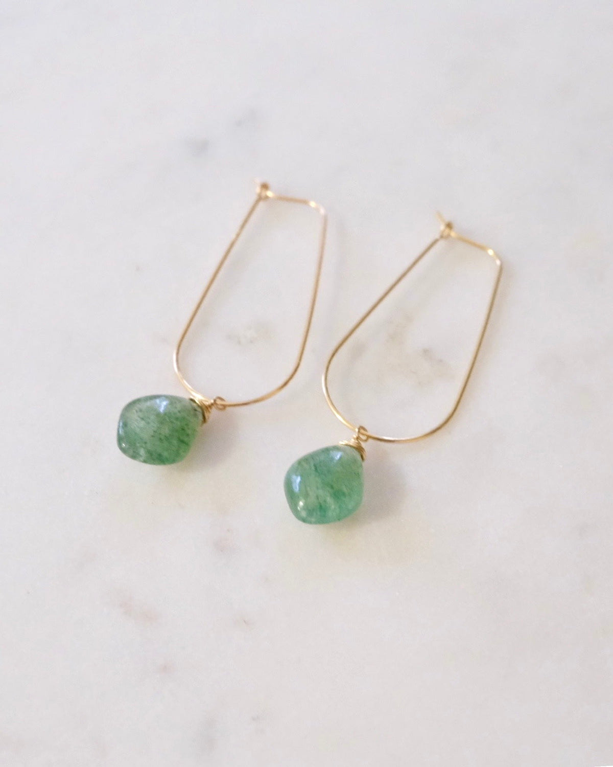 Green Strawberry Quartz U Hoops